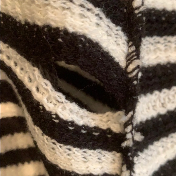 Black and whit striped poncho. Boutique item. - Picture 3 of 3